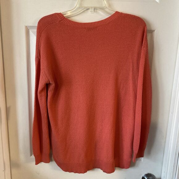 Cotton On Sweater Women’s Medium Round Neck Light Weight Salmon Slit Side - Picture 11 of 15